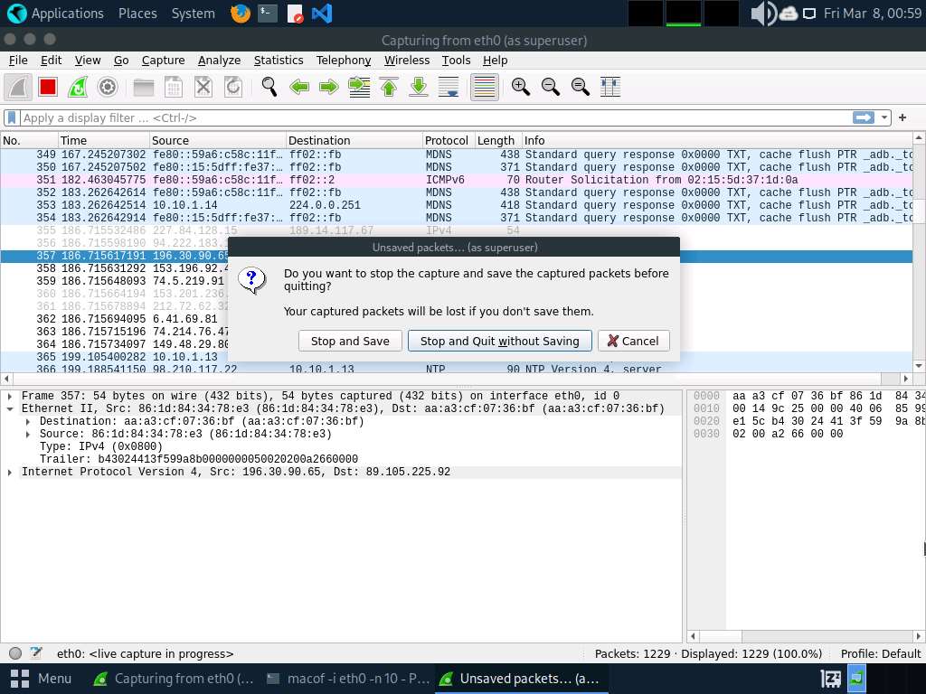 Macof CEHv13 Lab - Module 08: Sniffing - Collection