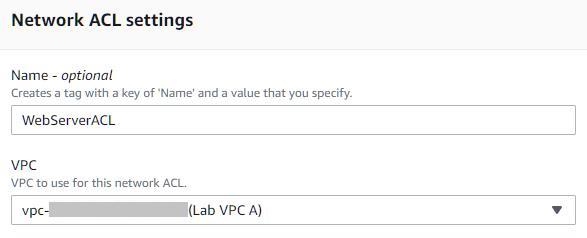 The Lab VPC A option