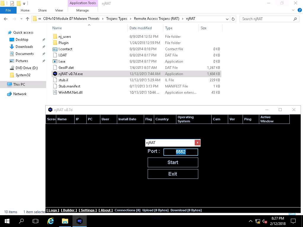 Как запустить njrat на windows 10